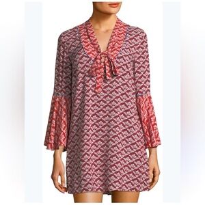 LIKELY Red & White Boho Print Tunic Dress - Size 2